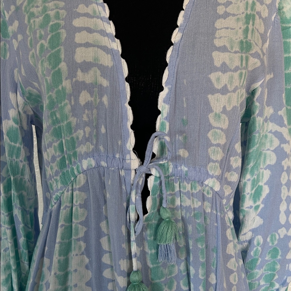 Blue Island Green and Blue Tie-Dye Swim Coverup - Picture 2 of 7